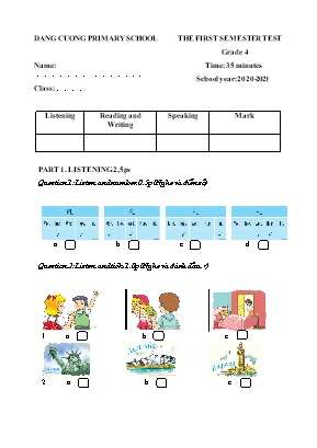 The first semester test Grade 4 - School year 2020-2021
